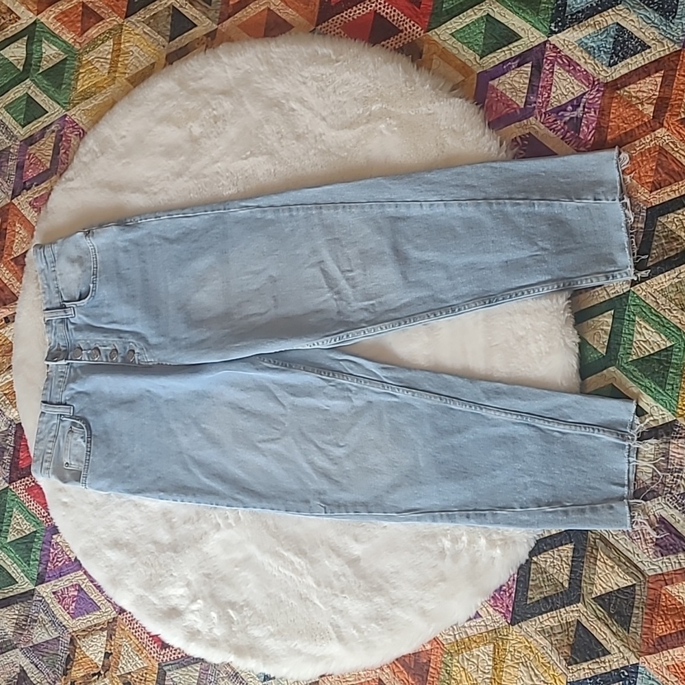 BDG Stripe Accent Girlfriend Light Wash Extra High Waist Denim Blue Jeans